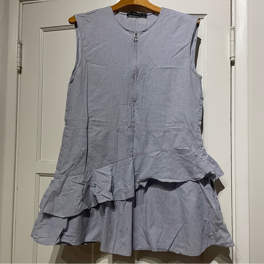 Zara drop waist dress with asymmetrical ruffle detail